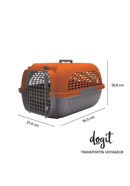 Transporte Perros Dogit Pet Voyageur Med. Naranja Gris 56,9x37,08x19,56