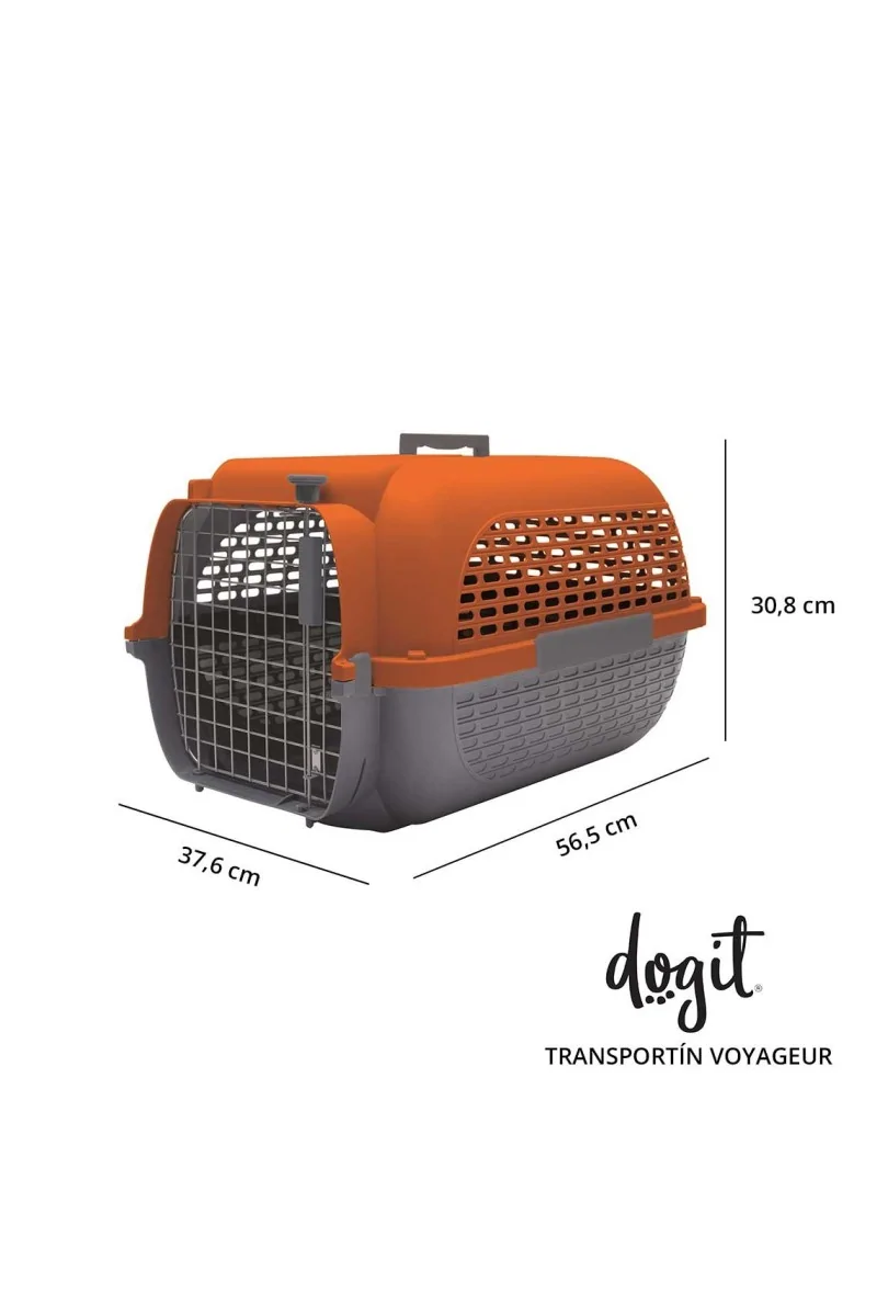 Transporte Perros Dogit Pet Voyageur Med. Naranja Gris 56,9x37,08x19,56