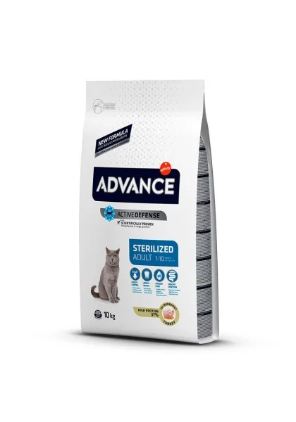 Comida Natural Gato Advance Feline Adult Sterilized Pavo 10Kg
