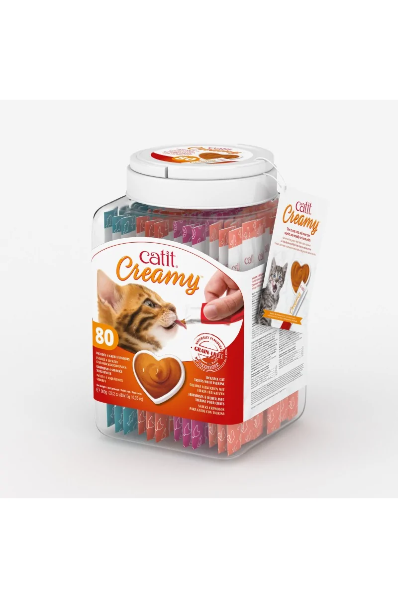 Comida Húmeda Gatos Catit Creamy Bote Surtido 80x10g Truteinas