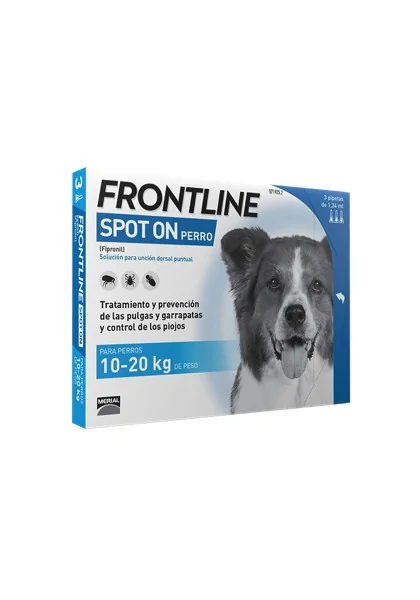 3 Pipetas Antiparasitarios Externos Perro  Frontline Spot On 10-20 Kg