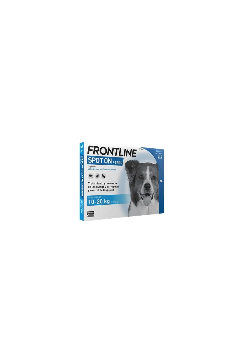 3 Pipetas Antiparasitarios Externos Perro  Frontline Spot On 10-20 Kg