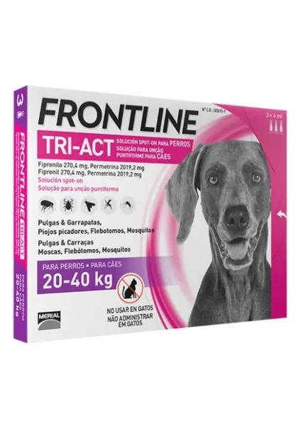 Antiparasitarios Externos Perro  Frontline Tri-Act 20-40 3 Pip