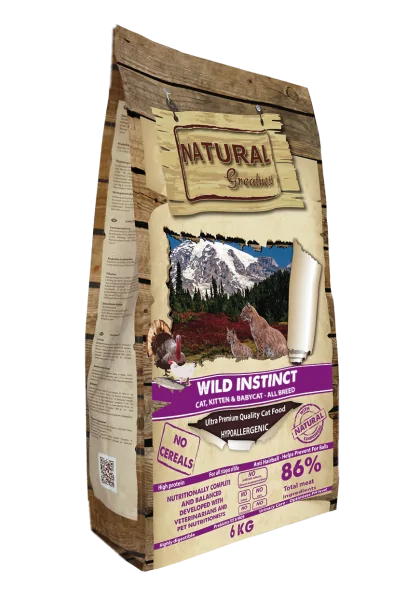 Wild Instict 6 kg Natural Para Gato y Gatitos Premium Pollo y Pavo