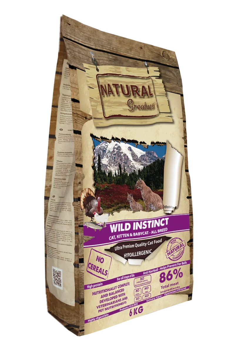 Wild Instict 6 kg Natural Para Gato y Gatitos Premium Pollo y Pavo