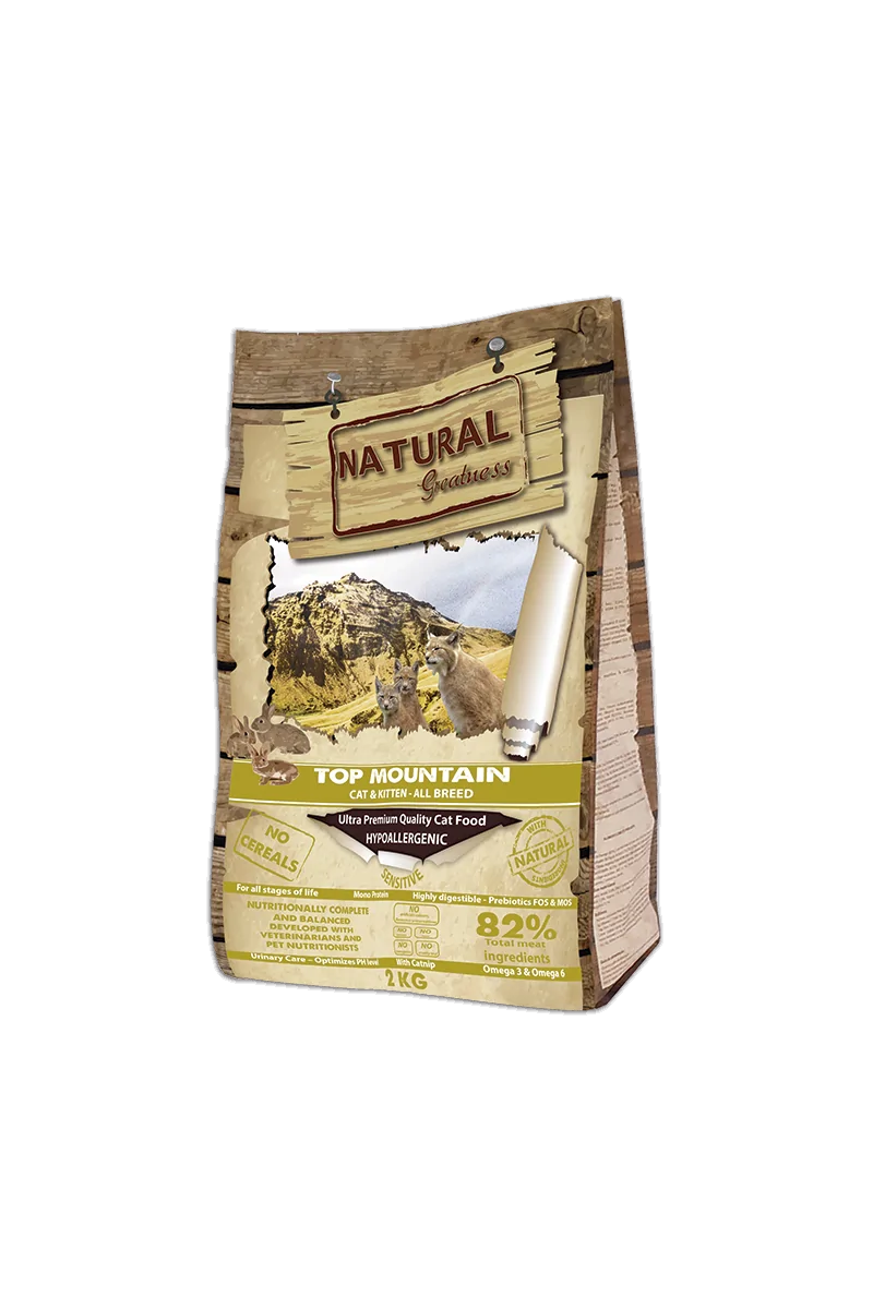 Top Mountain 2kg Comida Para Gato y Gatitos Conejo Guisante