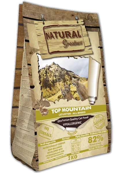 Top Mountain 2kg Comida Para Gato y Gatitos Conejo Guisante