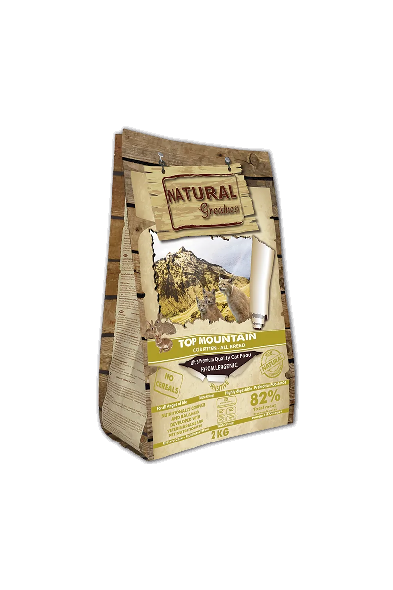 Top Mountain 2kg Comida Para Gato y Gatitos Conejo Guisante