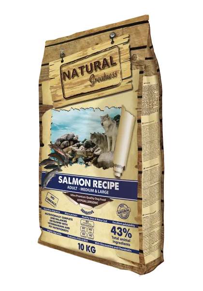Pienso Salmón Recipe 10kg Natural Greatness Perro Sensitive