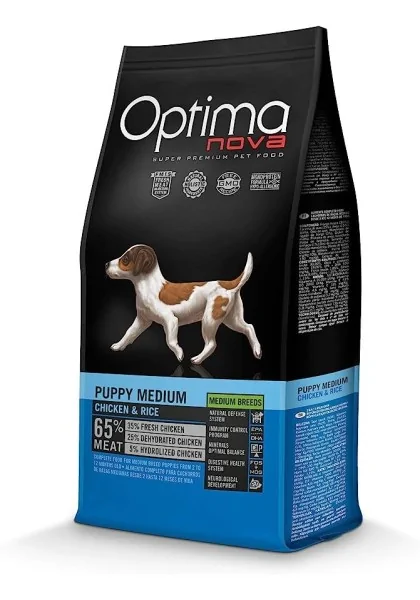 Pienso Premium Optima Nova Cachorro Medium Pollo Arroz 12kg
