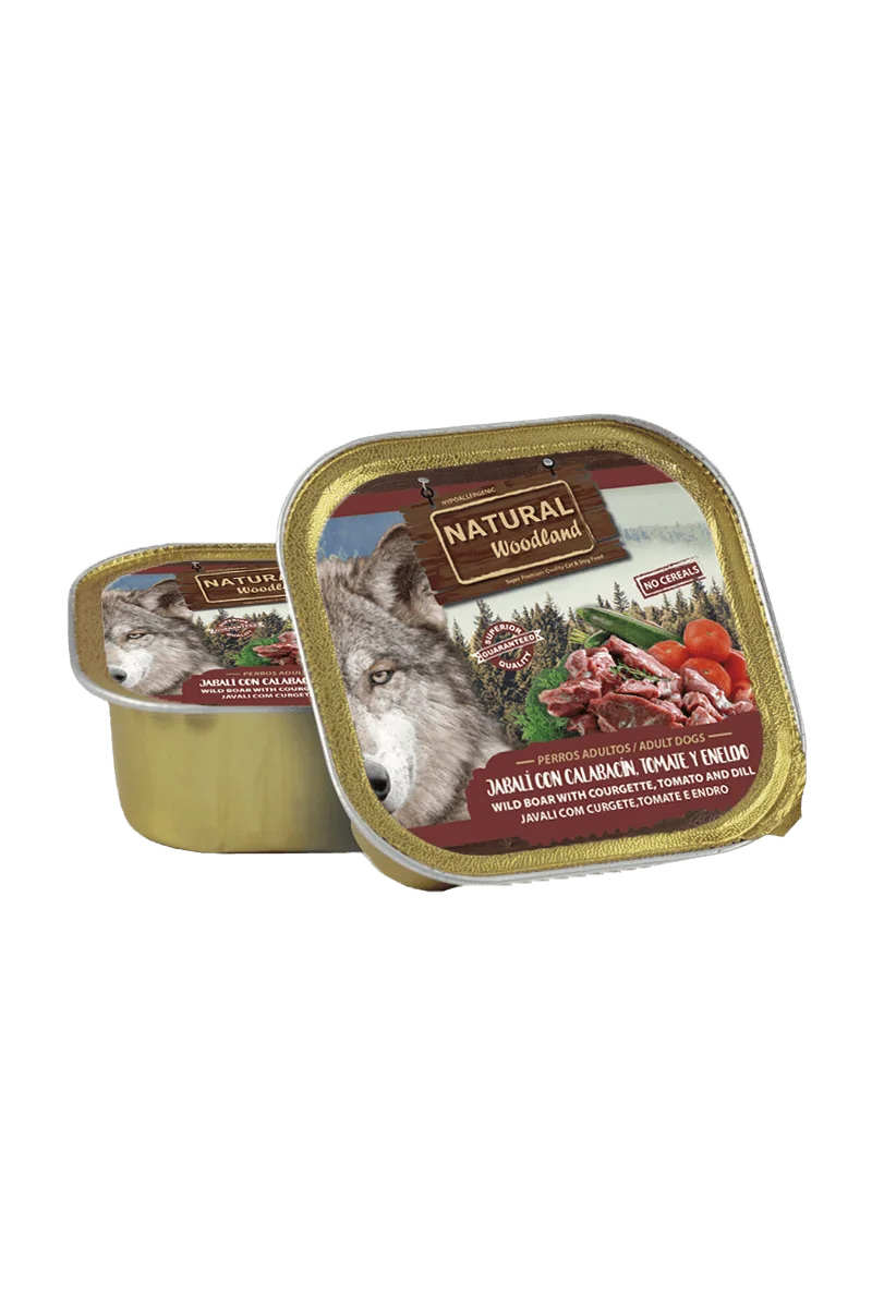 Comida Húmeda Natural Woodland Perro Con Jabalí y Calabacin 150g