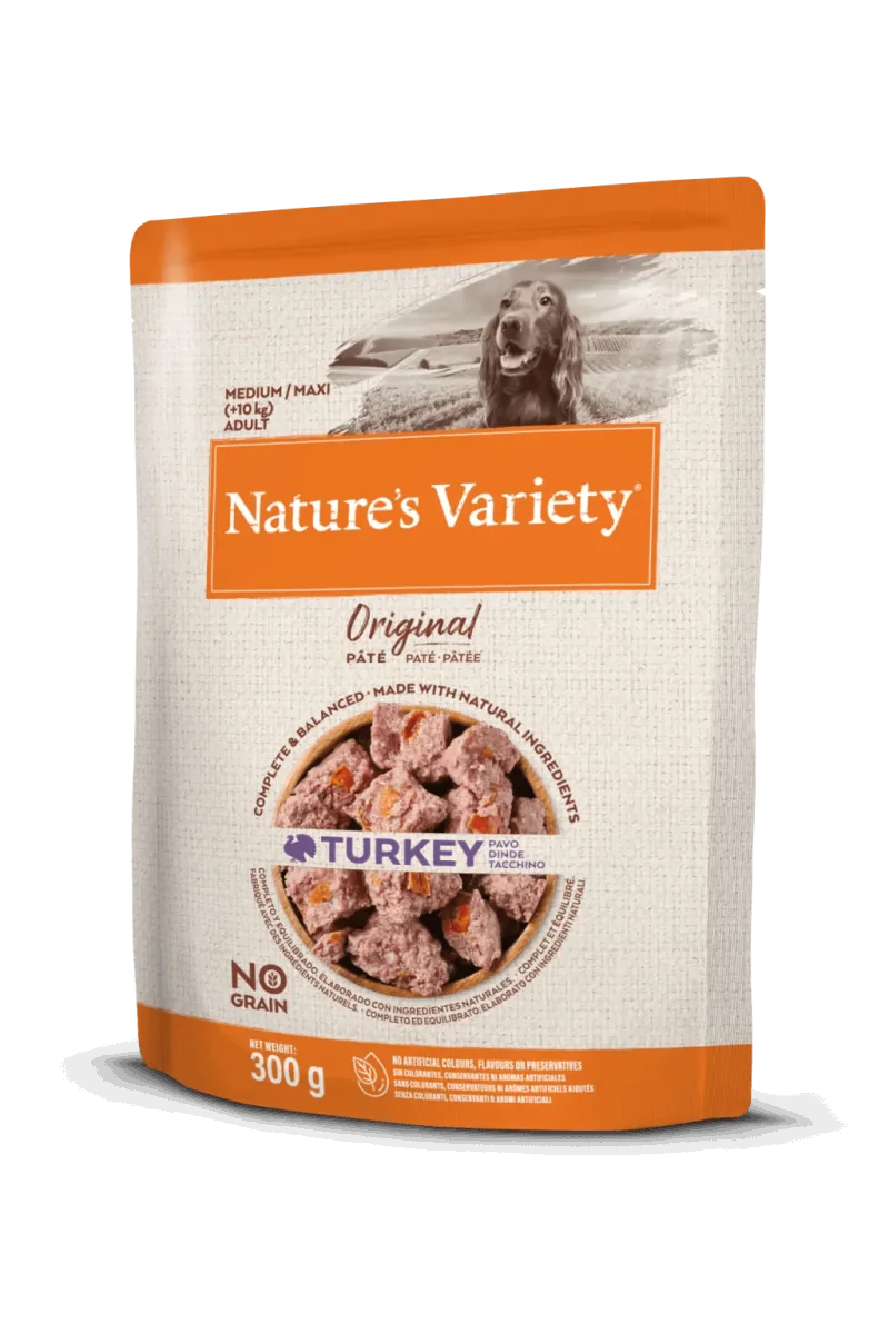 Comida Natural Perro NatureS V Original Canine Adult Pate Md/Mx Pavo 8X300Gr