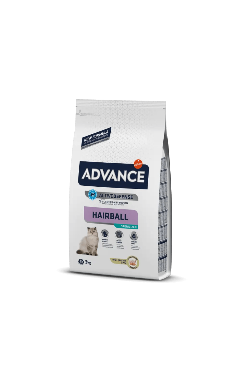 Comida Natural Gato Advance Feline Adult Sterilized Hairball 3Kg