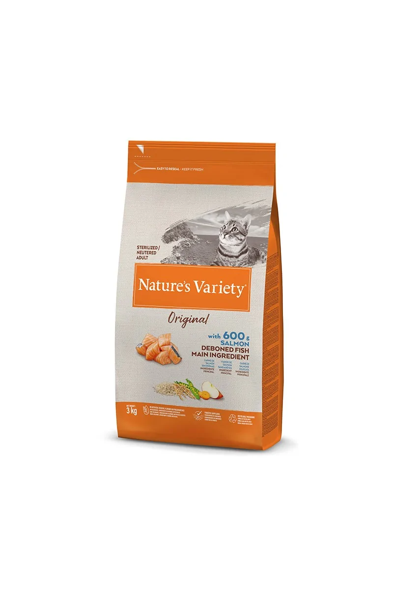 Pienso 3Kg Gato Adulto NatureS Variety Origin Esterilizado Salmón