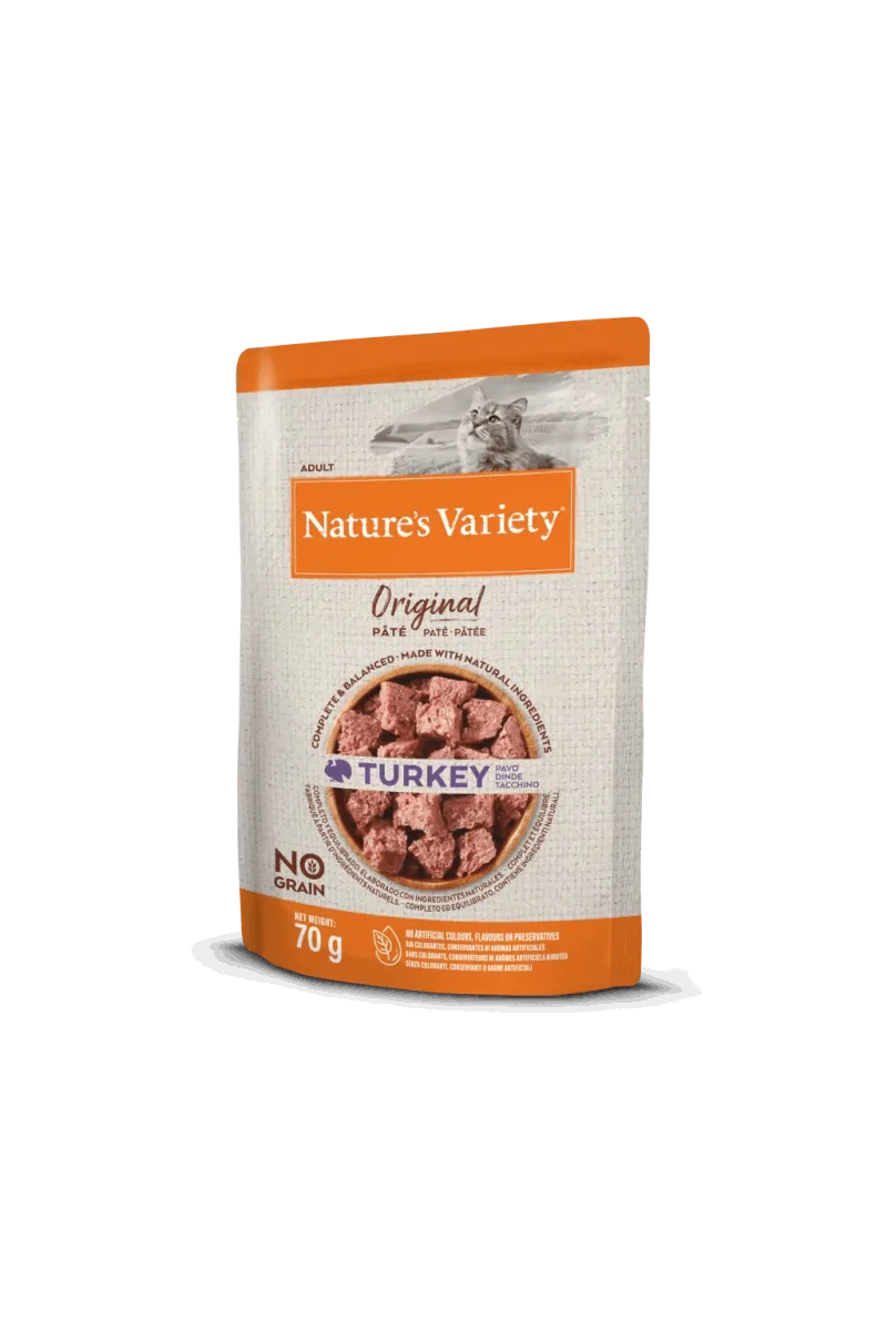 Comida Natural Gato NatureS Variety Feline Adult Original Pavo 12X70Gr