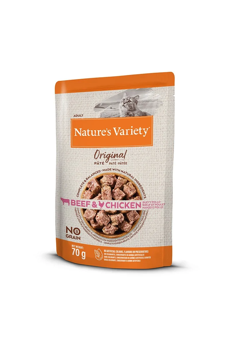 Comida Húmeda Sobres 70g Gato Adulto NatureS Buey con Pollo