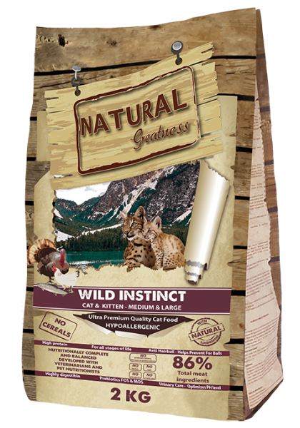 Wild Instict 2kg Comida Para Gato y Gatitos Pollo y Pavo