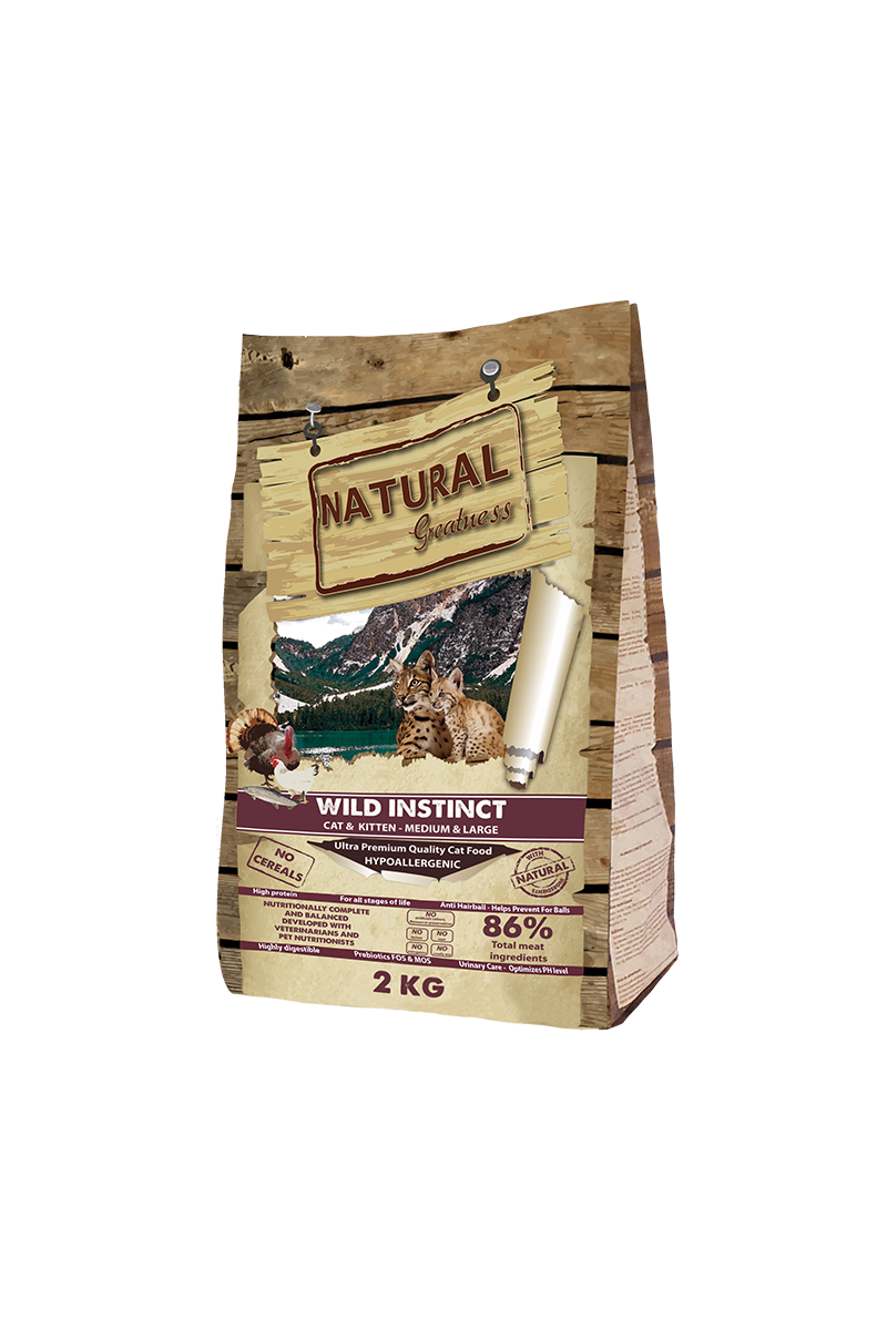 Wild Instict 2kg Comida Para Gato y Gatitos Pollo y Pavo