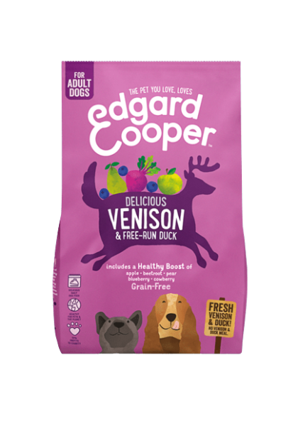 Pienso Natural Perro Edgard Cooper Venado y Pato 700g con regalos