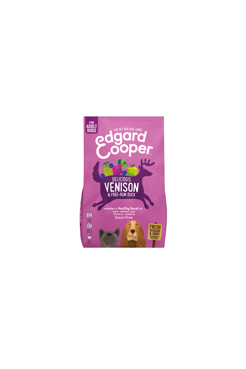 Pienso Natural Perro Edgard Cooper Venado y Pato 700g con regalos