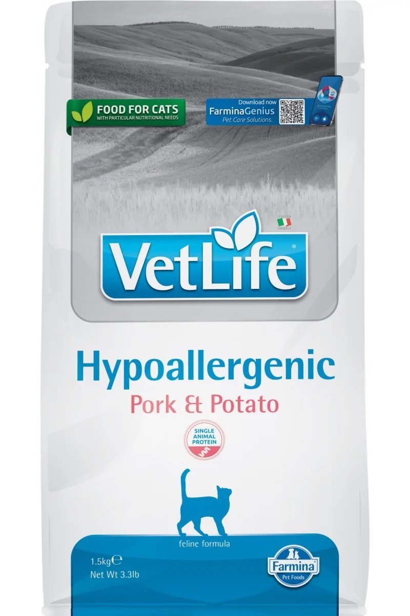 Comida Natural Gato Farmina Vet Life Cat Hypoallergenic Cerdo Adult 1,5Kg