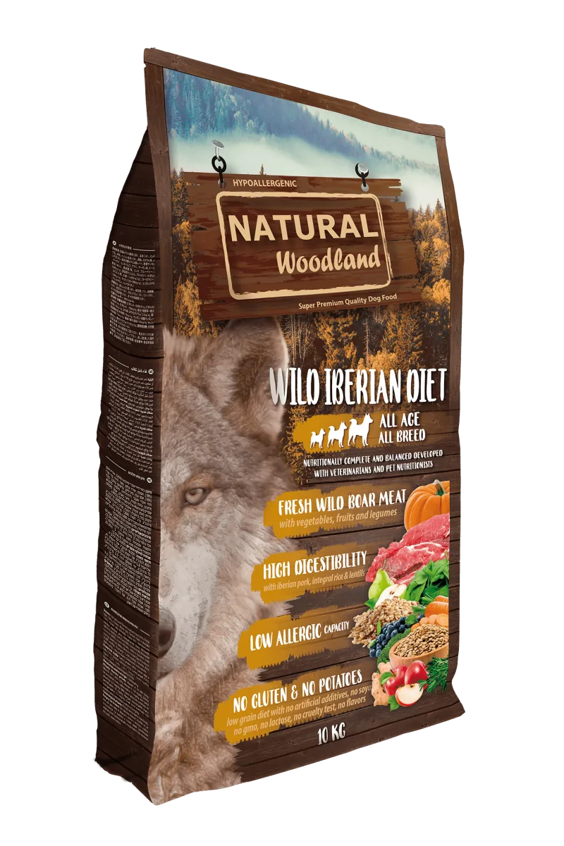 Comida Natural Hipoalergénica 10Kg Woodland Perro Cerdo Ibérico