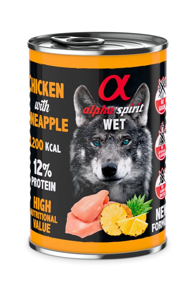 Comida Húmeda Perro  Alpha Spirit Wet Dog Pollo Con Piña 400gr