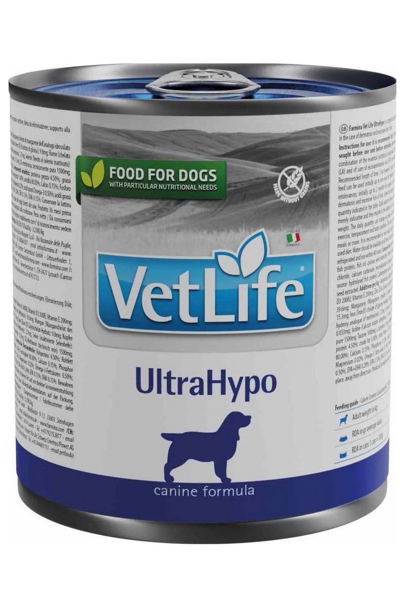 Comida Latas Perro Farmina Vet Life Natural Ultrahypo 6X300GR