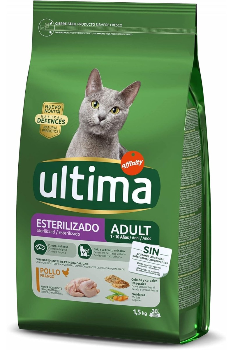 Pienso 1,5Kg Comida Gato Esterilizado Ultima Con Pollo y Verduras