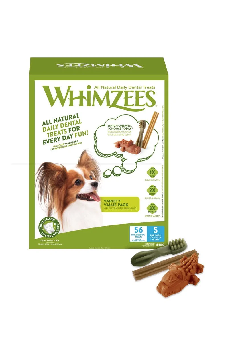 Suplemento Dental Perro Adulto Whimzees Variety Value S Caja Nuevo Diseño 56u/c