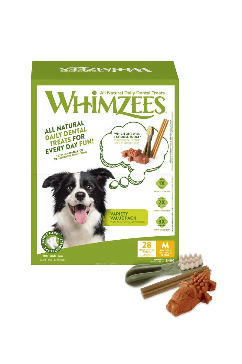 Suplemento Dental Perro Adulto Whimzees Variety Value M Caja Nuevo Diseño 28u/c