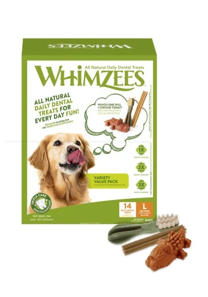 Suplemento Dental Perro Adulto Whimzees Variety Value L Caja Nuevo Diseño 14u/c