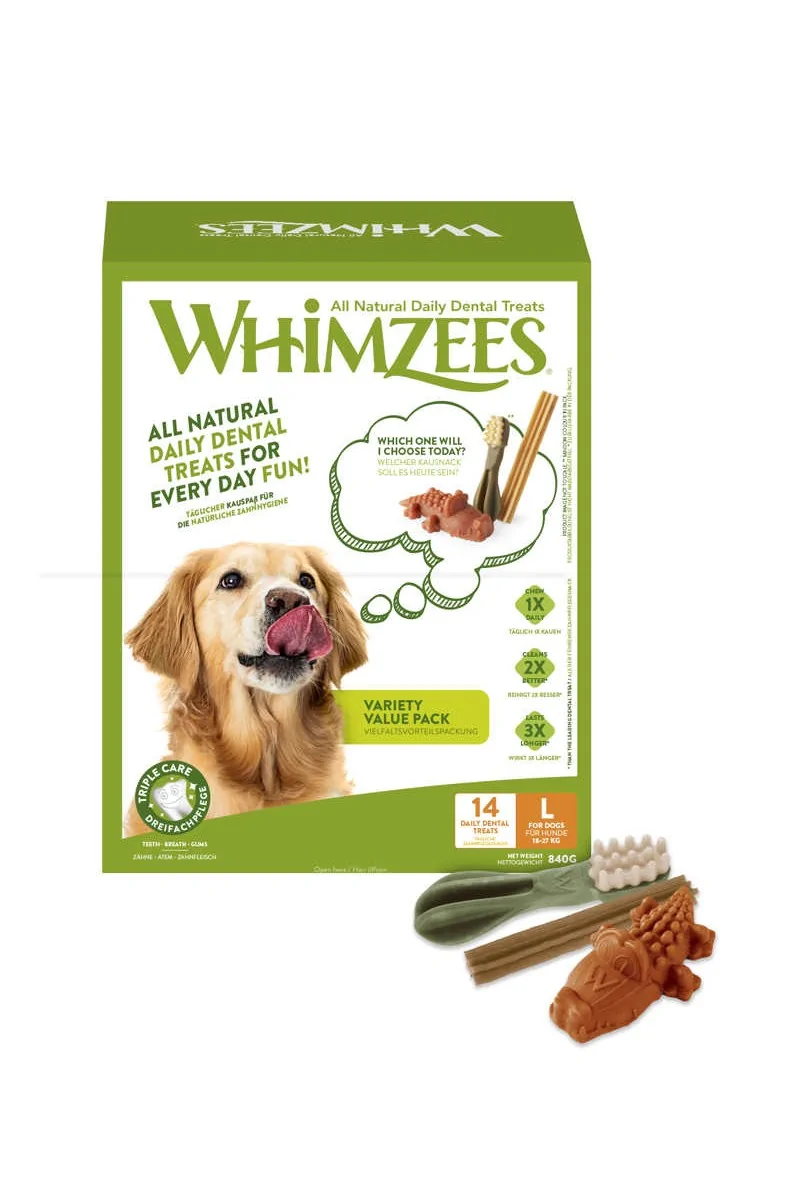 Suplemento Dental Perro Adulto Whimzees Variety Value L Caja Nuevo Diseño 14u/c