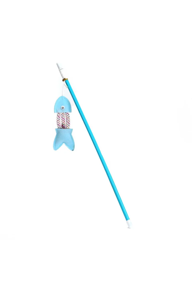 Juguetes Antiestres Gato  Stick Pez Azul 40cm