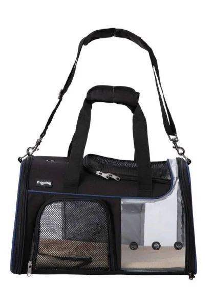 Bolsos Gato,Perro  Transportín Transparente JFK Negro y Azul Marino 49x29x29