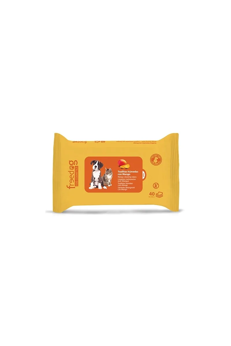 Toallitas Gato,Perro  Toallitas esencia Mango 40 pcs 28x18cm 45 gr.