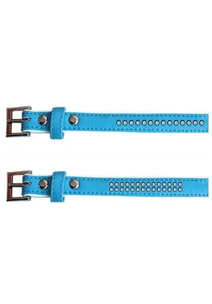 Collares Perro  Collar polipiel Brillantes azul 1,3x25cm *DX*