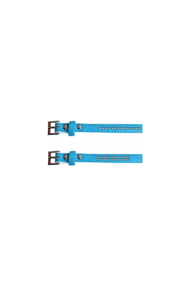 Collares Perro  Collar polipiel Brillantes azul 1,3x25cm *DX*