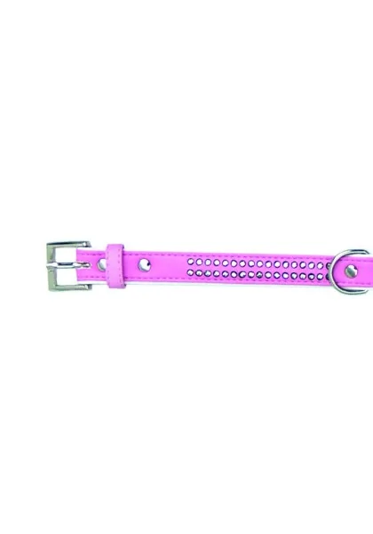 Collares Perro  Collar polipiel Brillantes rosa 1,3x25cm *DX*