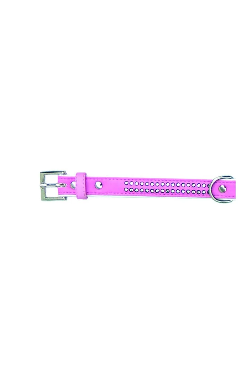 Collares Perro  Collar polipiel Brillantes rosa 1,3x25cm *DX*