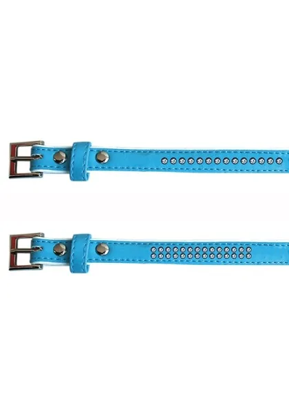 Collares Perro  Collar polipiel Brillantes azul 1,3x30cm *DX*