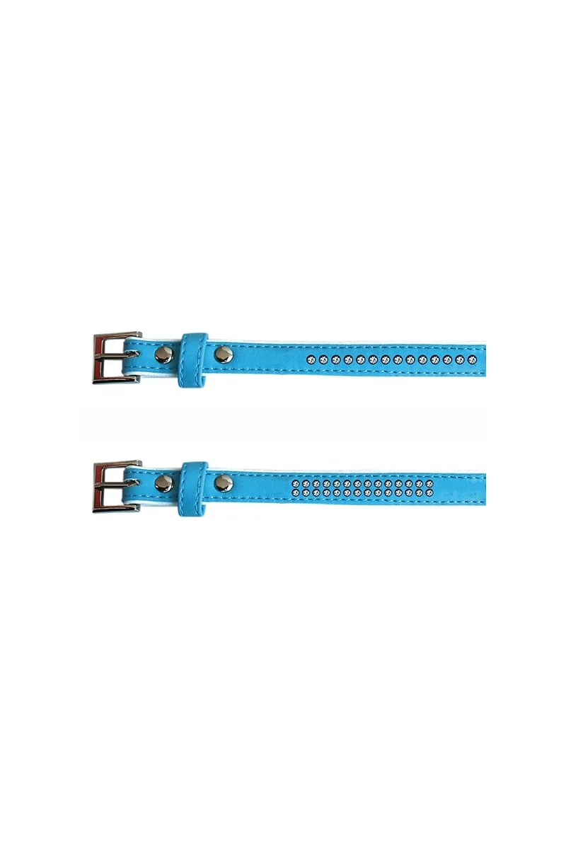 Collares Perro  Collar polipiel Brillantes azul 1,3x30cm *DX*