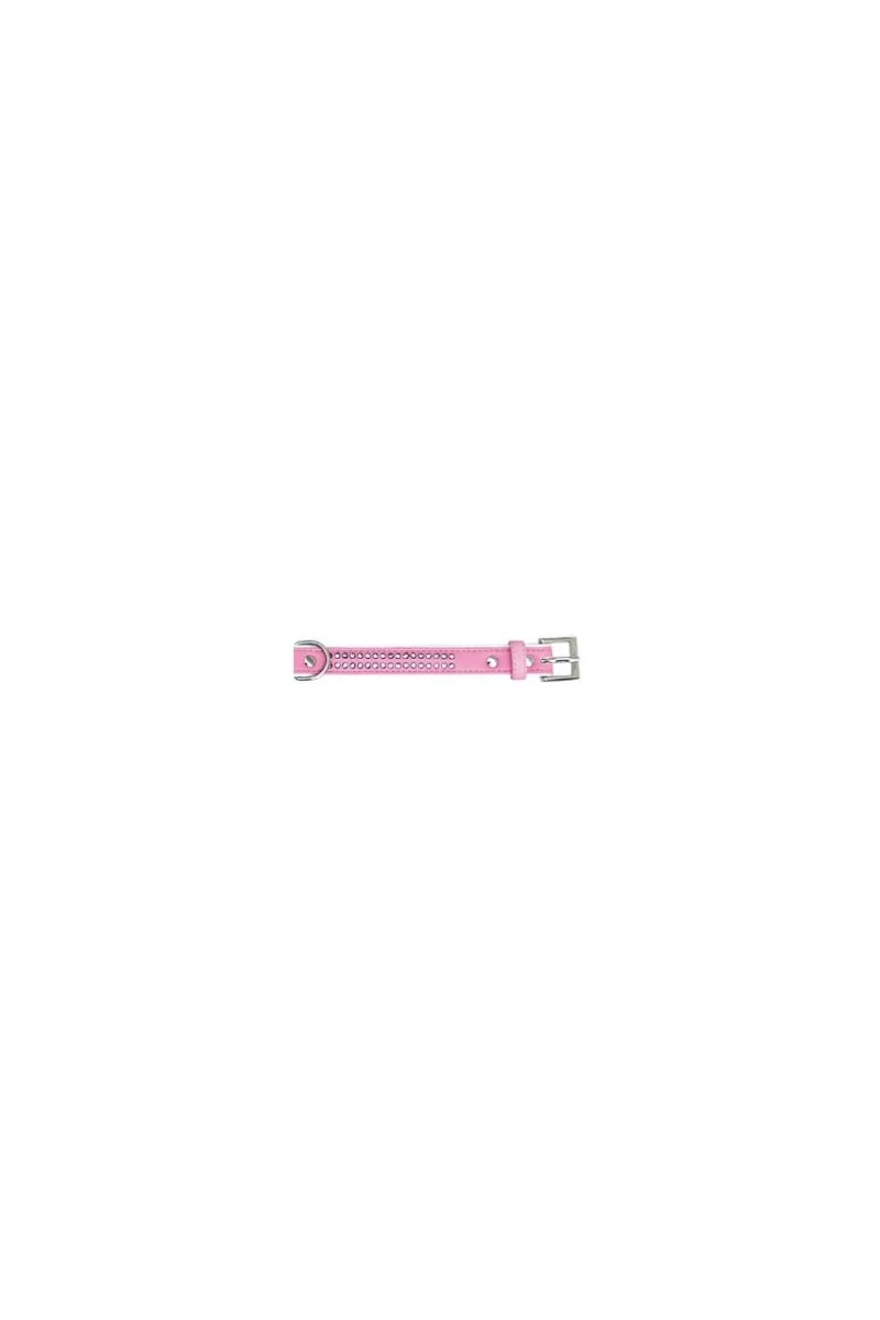 Collares Perro  Collar polipiel Brillantes rosa 1,3x30cm *DX*