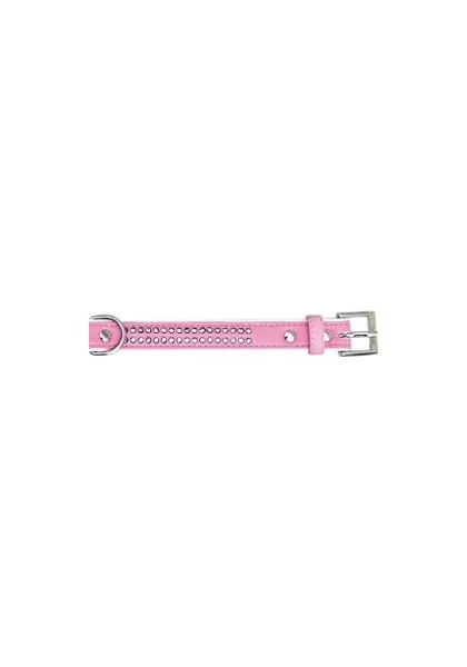 Collares Perro  Collar polipiel Brillantes rosa 1,3x40cm *DX*