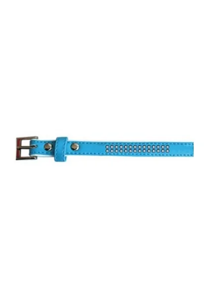 Collares Perro  Collar polipiel Brillantes azul 1,9x45cm *DX*