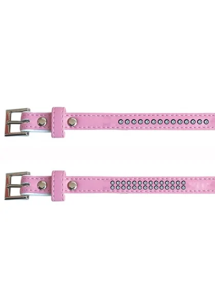 Collares Perro  Collar polipiel Brillantes rosa 2,5x55cm *DX*