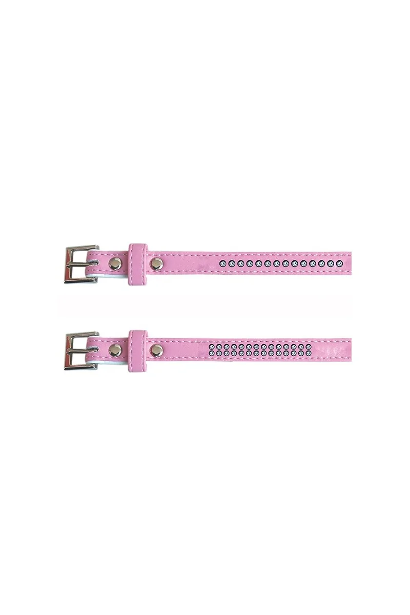 Collares Perro  Collar polipiel Brillantes rosa 2,5x55cm *DX*