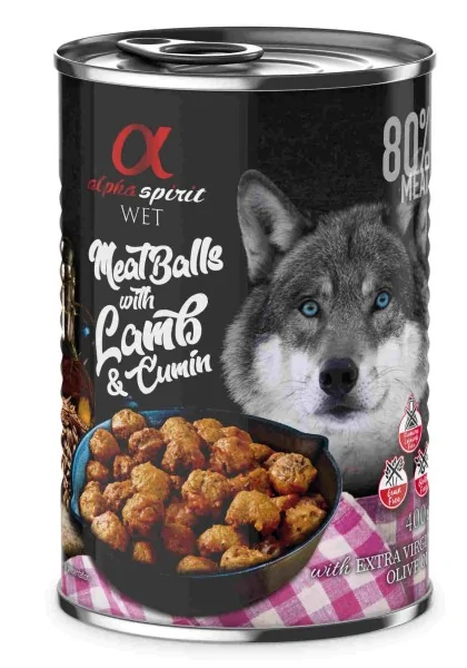 Comida Húmeda Perro Adulto Alpha Spirit Albondigas De Cordero Y Comino 400 Gr