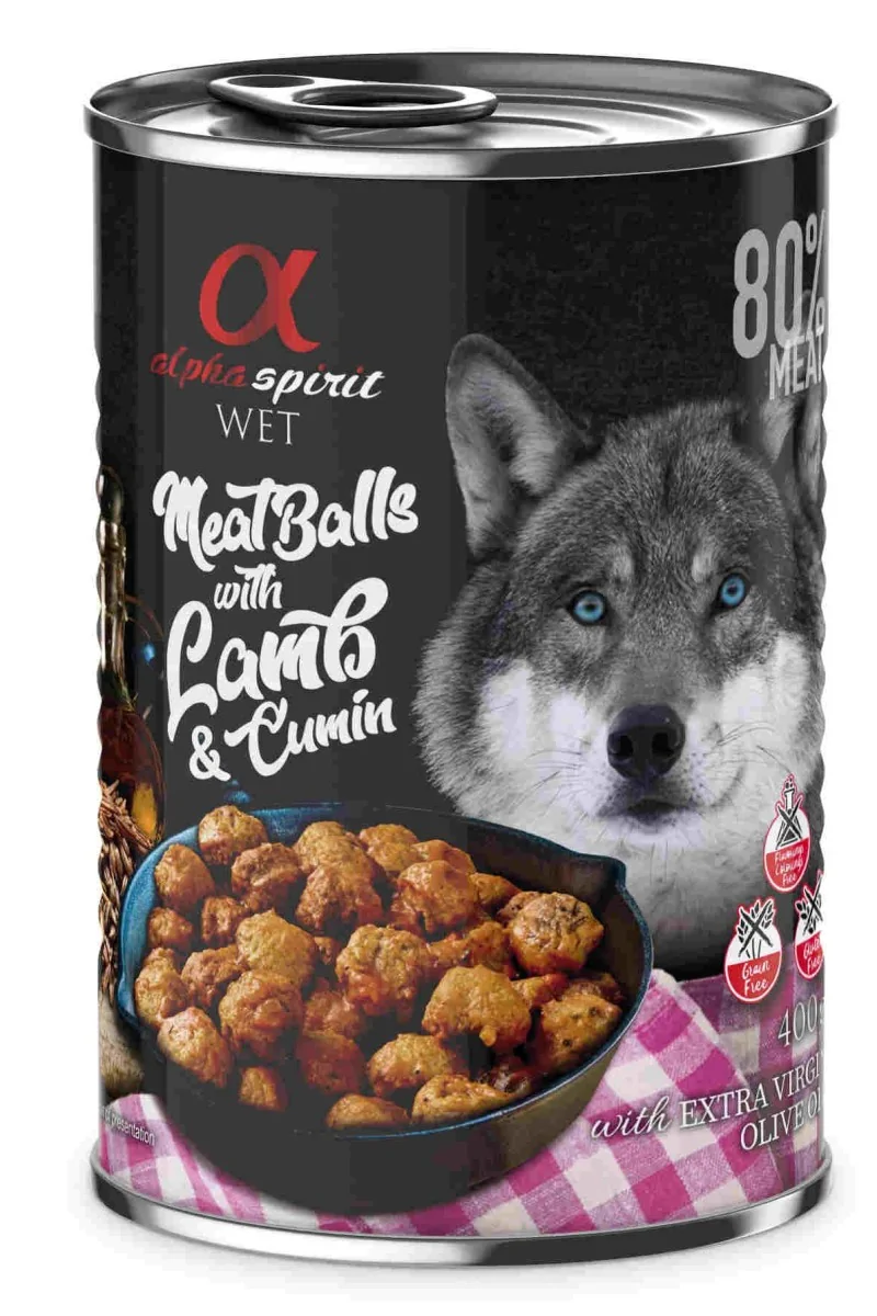 Comida Húmeda Perro Adulto Alpha Spirit Albondigas De Cordero Y Comino 400 Gr