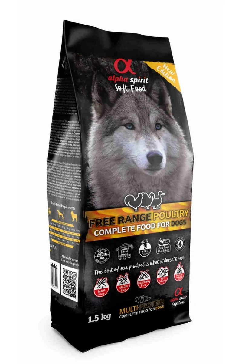 Comida Semi-húmeda Perro Adulto Alpha Spirit Alimento Semihúmedo Aves de Corral 1,5kg (saco)